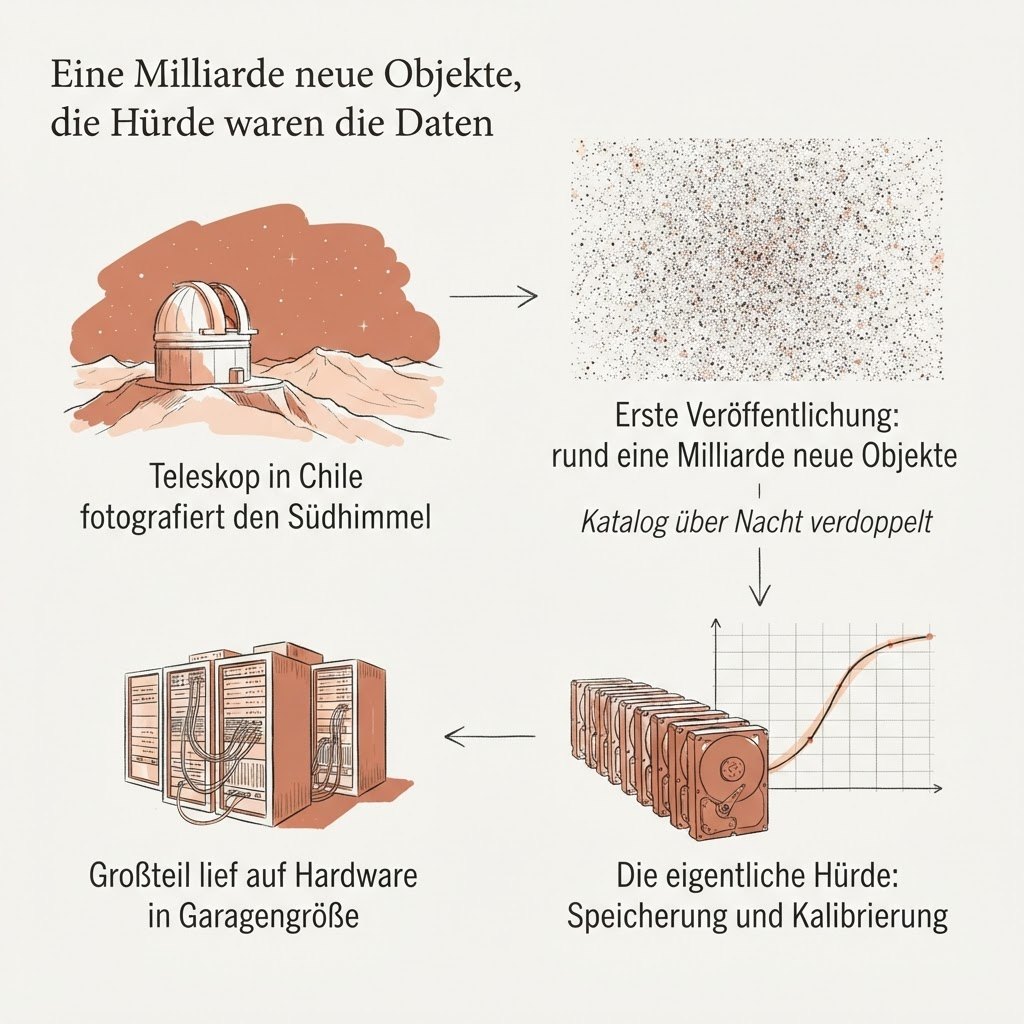 Visuelle Zusammenfassung des Artikels über das Teleskop in Chile