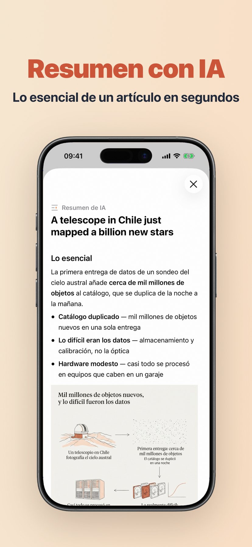 Resumen visual debajo de un resumen de IA