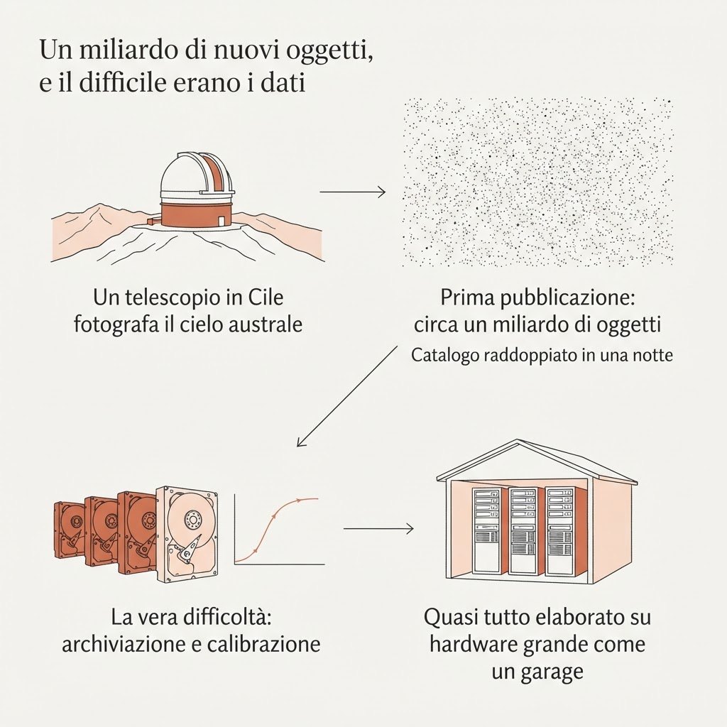 Riepilogo visivo dell'articolo sul telescopio in Cile