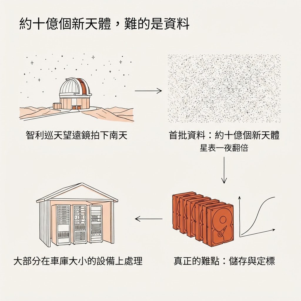 視覺摘要：智利望遠鏡巡天的圖解